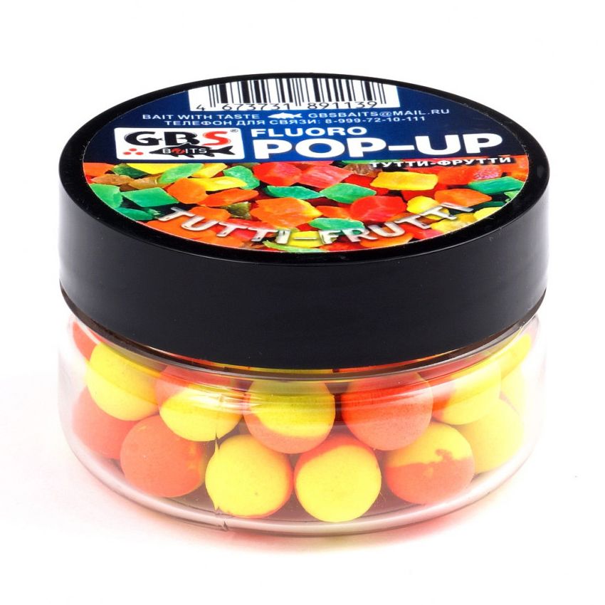

Бойлы плавающие GBS BaITS Pop-Up 8 мм 45 гр Тутти Фрутти Жёлто-Оранжевый, плавающие Pop-Up 8 мм