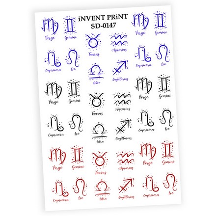 

Набор, iNVENT PRiNT, Слайдер-дизайн «Знаки зодиака» №SD-147, 3 шт.