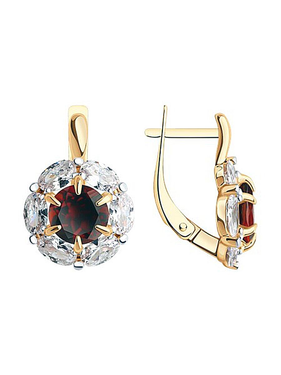 

Серьги из золота TEO MAORI 851-320-02100-2, гранат/фианит, 851-320-02100-2