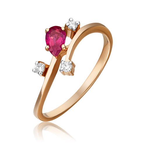 

Кольцо из золота р. 16,5 PLATINA jewelry 01-0708-00-107-1110-30, рубин\бриллиант, 01-0708-00-107-1110-30