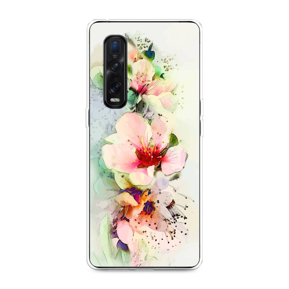 

Чехол для Oppo Find X2 Pro "Нежные цветы", Зеленый;розовый, 253350-2