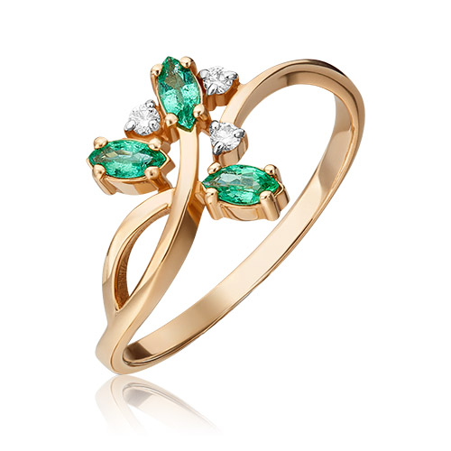 

Кольцо из золота с бриллиантом/изумрудом р. 17,5 PLATINA jewelry 01-0737-00-106-1110-30, 01-0737-00-106-1110-30