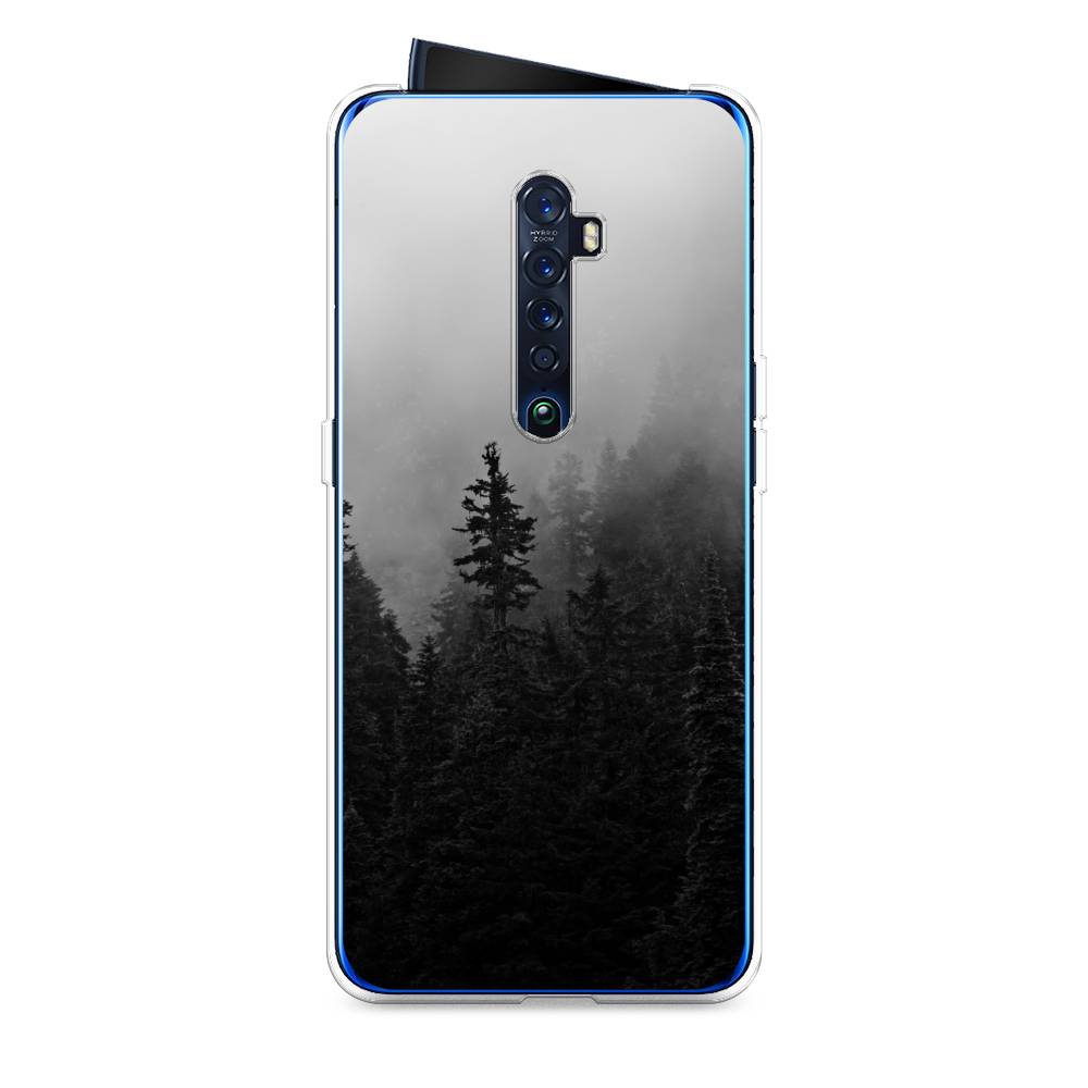 

Чехол на Oppo Reno 2 "Туманный лес", Серый;черный, 253550-2