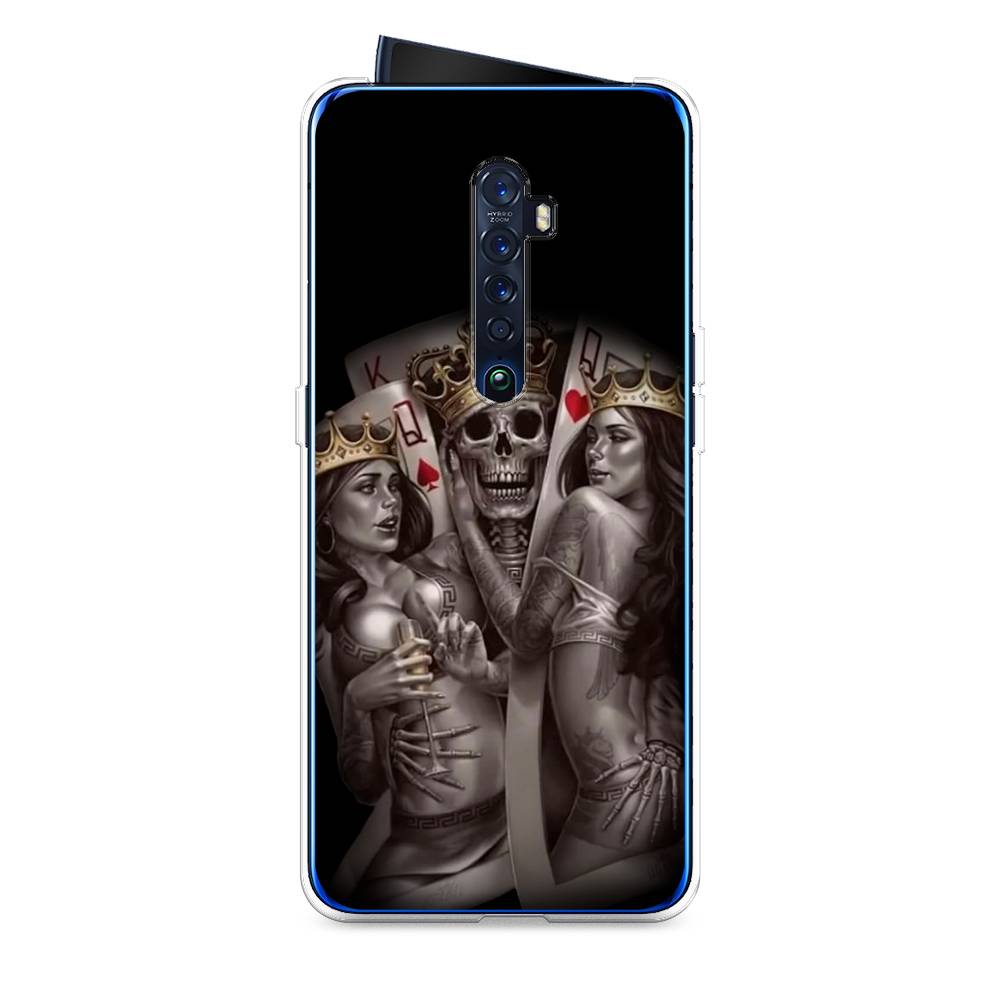 

Чехол на Oppo Reno 2 "Карты король и королевы", Серый;желтый, 253550-6