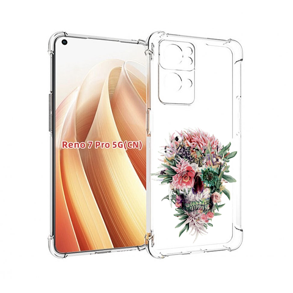 

Чехол MyPads череп из цветов для OPPO Reno7 Pro 5G, Прозрачный, Tocco