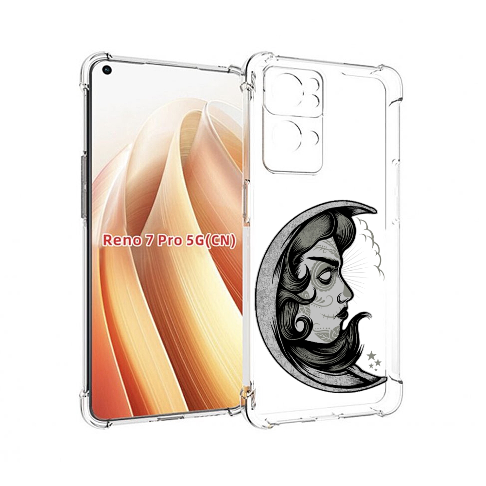 

Чехол MyPads черно белая луна с лицом для OPPO Reno7 Pro 5G, Прозрачный, Tocco