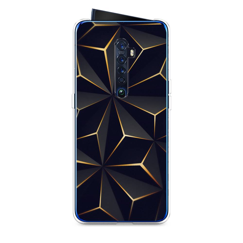 

Чехол на Oppo Reno 2 "Черные полигоны", Золотистый;черный, 253550-3