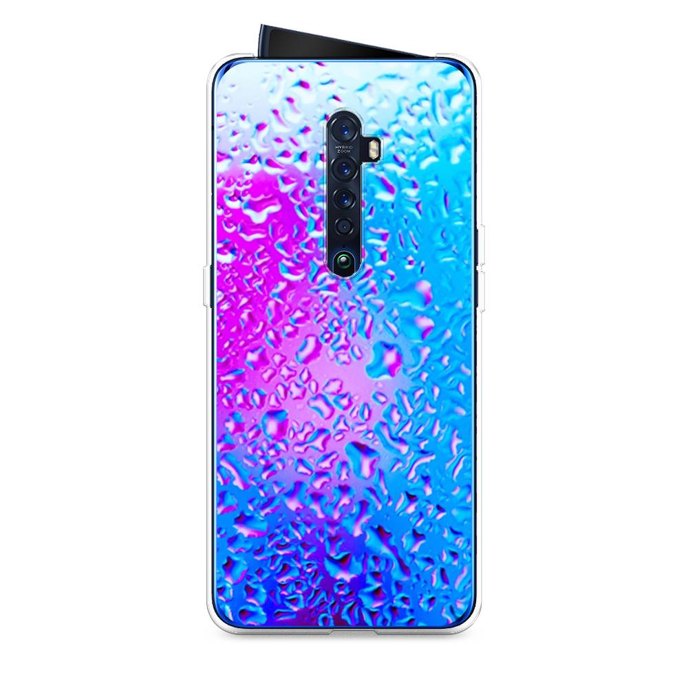 

Чехол на Oppo Reno 2 "Капли на стекле", Голубой;розовый, 253550-3