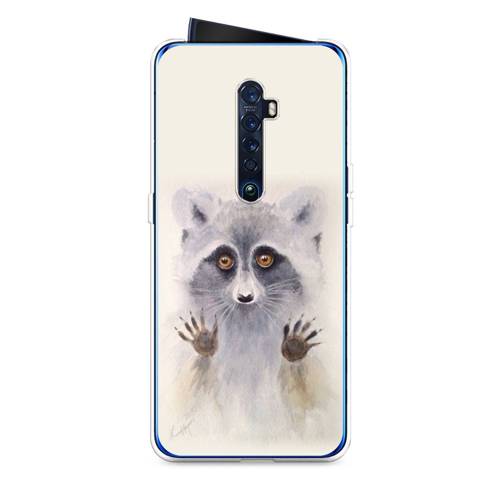 

Чехол на Oppo Reno 2 "Енот за стеклом", Бежевый;серый, 253550-4