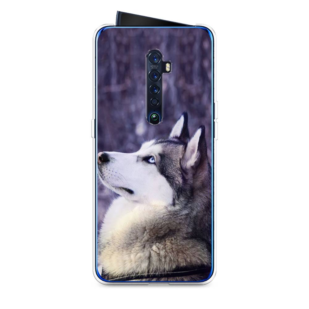 

Чехол на Oppo Reno 2 "Хаски 1", Фиолетовый;белый, 253550-1
