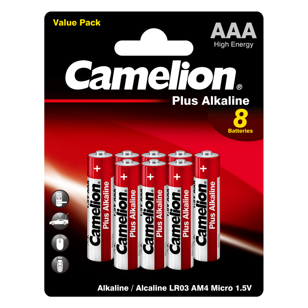 

Батарейка Camelion, 1.5В LR03 Plus Alkaline BL-8 LR03-BP8 14134