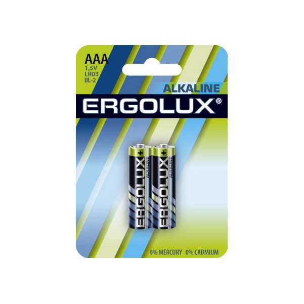 Батарейка Ergolux 1.5В LR03 Alkaline BL-2 LR03 BL-2 11743