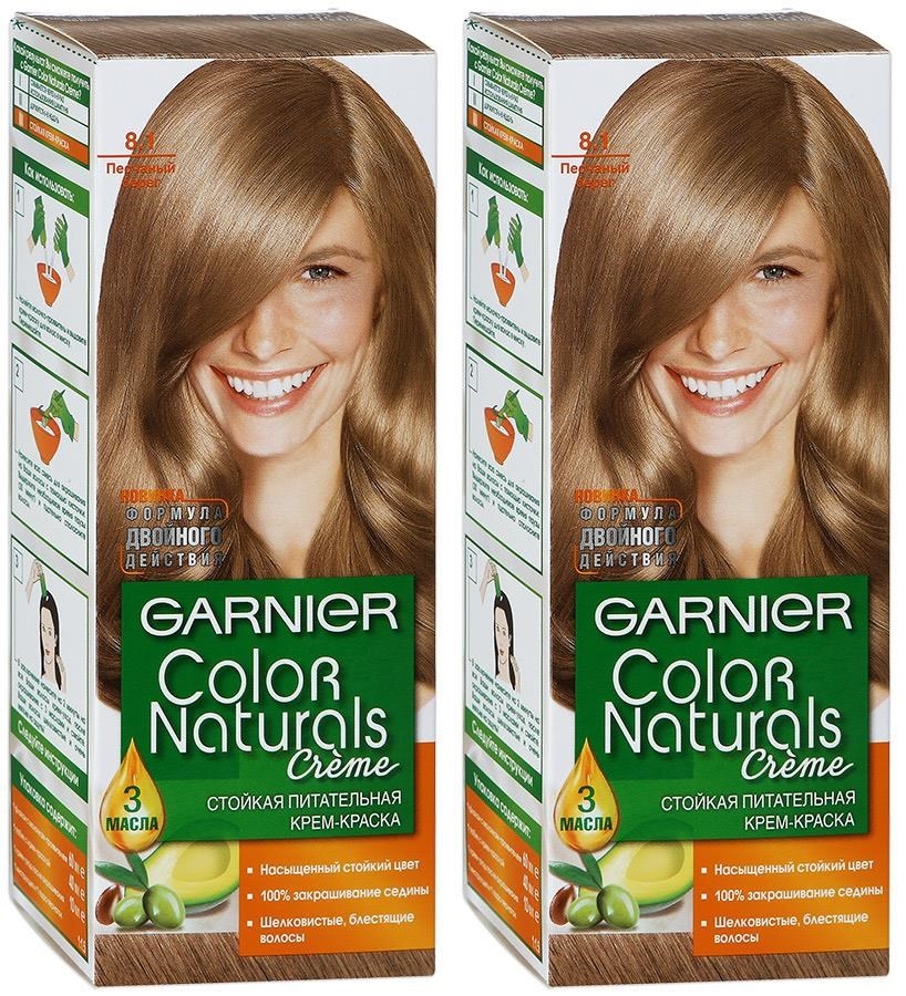 

Крем-краска Garnier Color Naturals для волос тон 8.1 Песчаный берег 110 мл 2 шт
