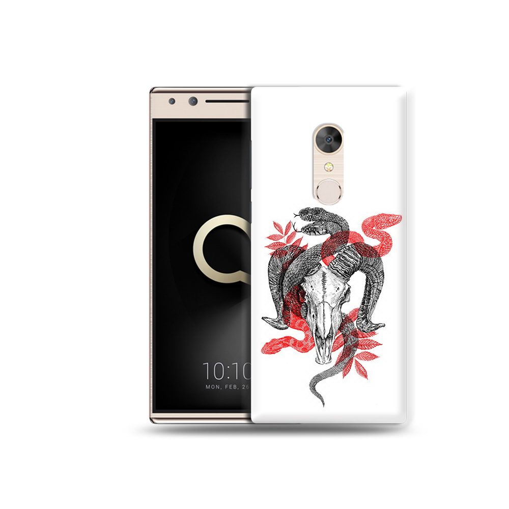 

Чехол MyPads Tocco для Alcatel 5 змея в черепе рисунок (PT110913.675.365), Прозрачный, Tocco