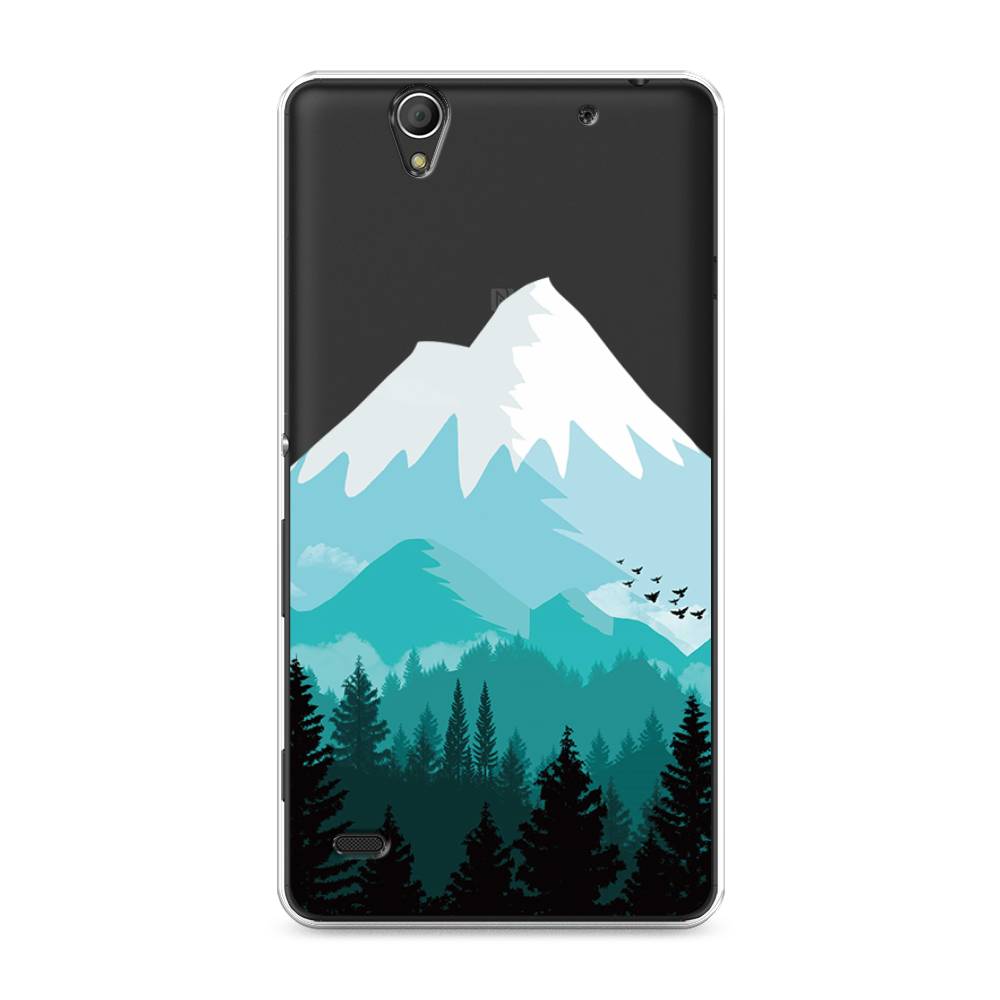 

Чехол на Sony Xperia C4 "Синяя снежная гора", Белый;голубой, 52650-2