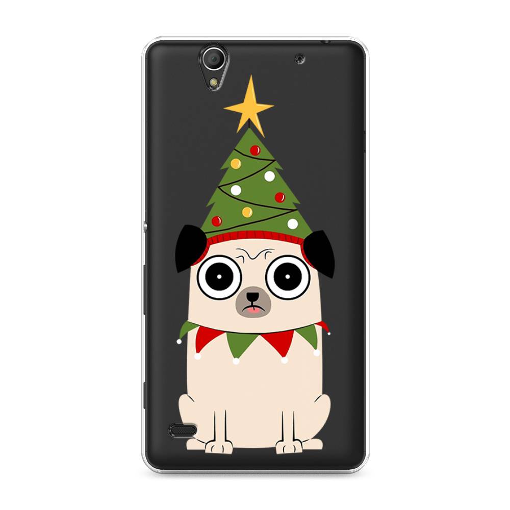 

Чехол на Sony Xperia C4 "Собачка с ёлочкой", Бежевый;красный;зеленый, 52650-1