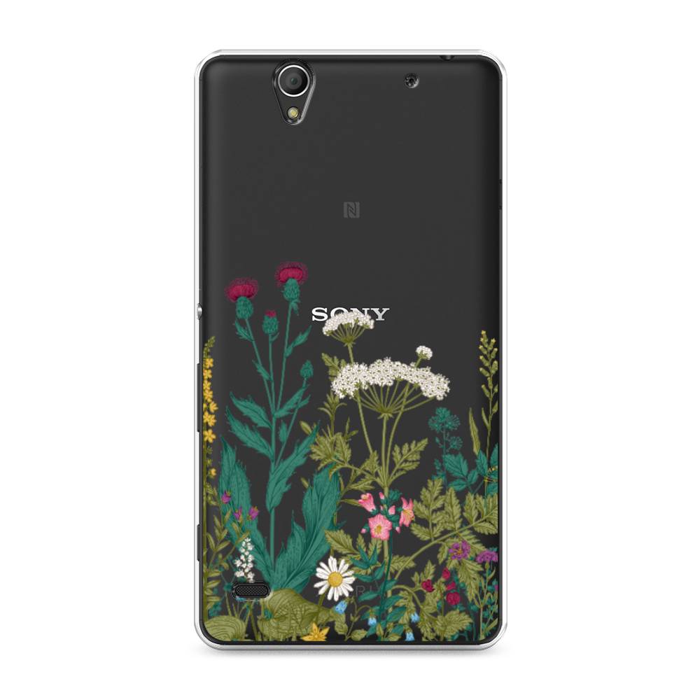 

Чехол на Sony Xperia C4 "Дикие полевые цветы", Зеленый;розовый;белый, 52650-2