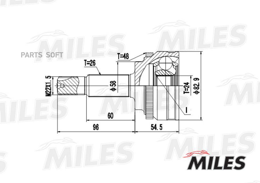 

ШРУС наружный Toyota Corolla / Allex/Corolla Verso/Prius Liftback 00>09 Miles GA20477