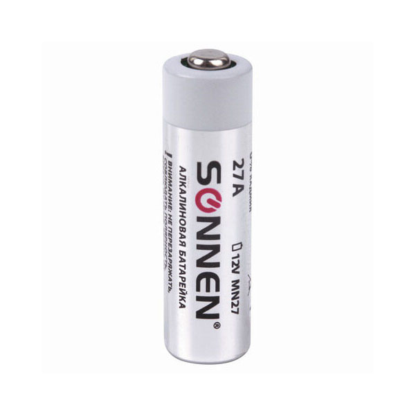 Батарейка SONNEN Alkaline, 27А алкалиновая, для сигнализаций, 1 шт., в блистере, 451976