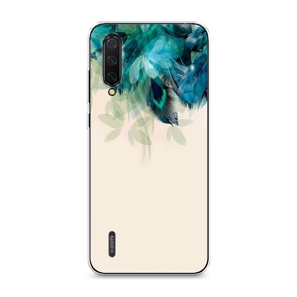 фото Силиконовый чехол "перья голубого цвета" на xiaomi mi a3 lite awog