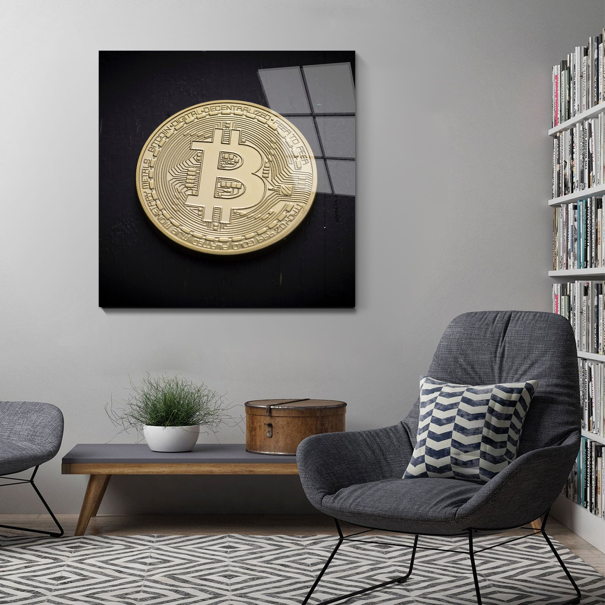 

Картина Монета биткоин 70х70 см на стекле 594710542, 594710542