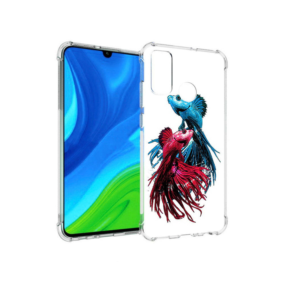 

Чехол MyPads Tocco для Huawei P Smart (2020) рыбы петушки, Прозрачный, Tocco