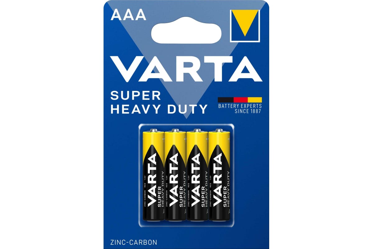 

Батарейка Varta SUPERLIFE R03 AAA BL4 Heavy Duty 1.5V (2003) (4/48/240) 02003101414