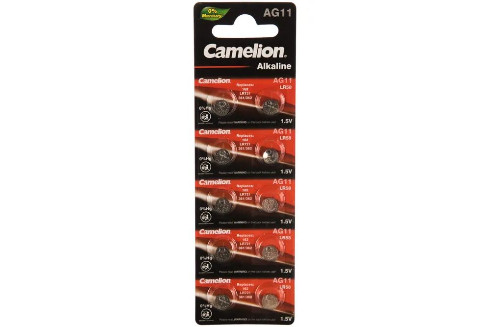 

Батарейка для часов Camelion G11 BL-10 Mercury Free AG11-BP10 0%Hg 362A/LR721/162 12819
