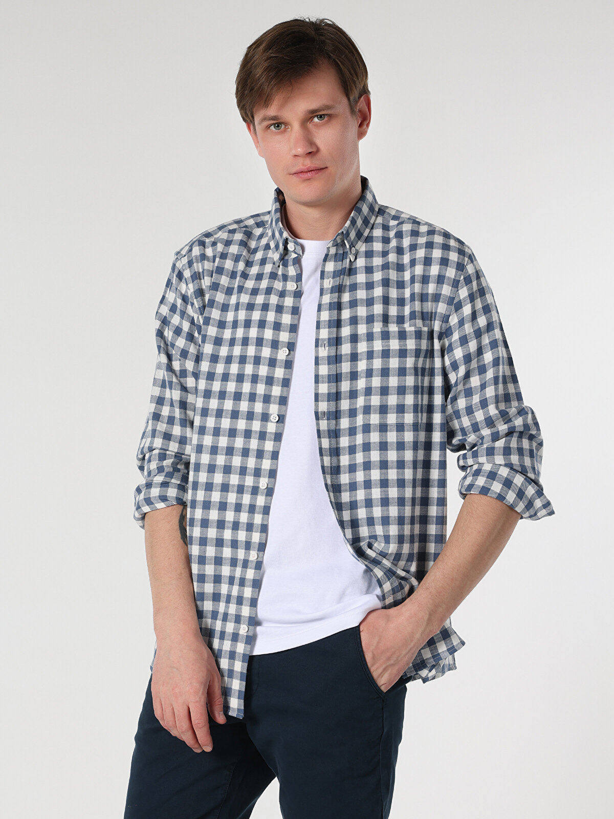 

Рубашка мужская Colin's CL1061786_Q1.V1 голубая XL, CL1061786_Q1.V1