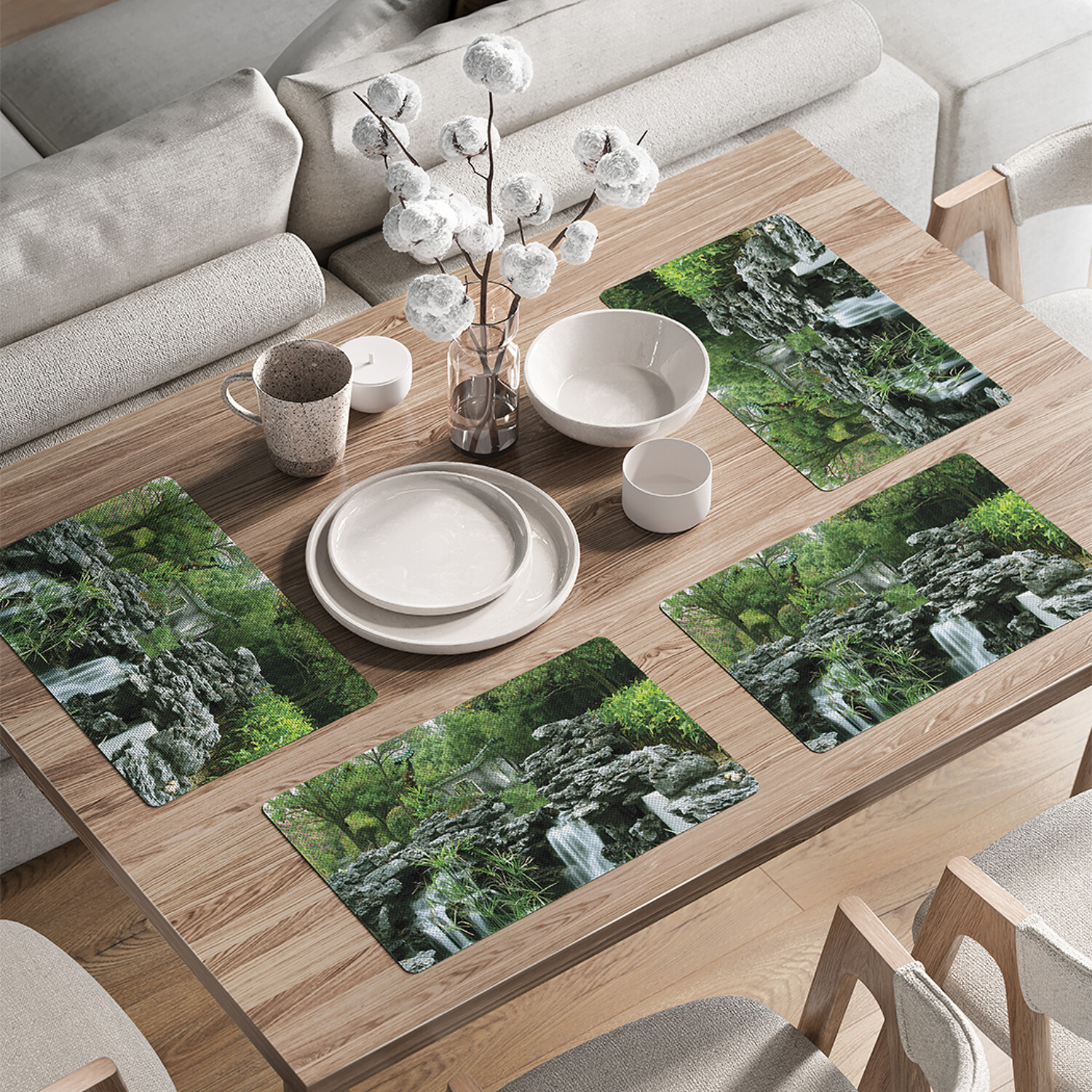 

Комплект тканевых салфеток JoyArty Каменистый фонтанчик для сервировки стола 46x30см, 4шт, Серый, Каменистый фонтанчик