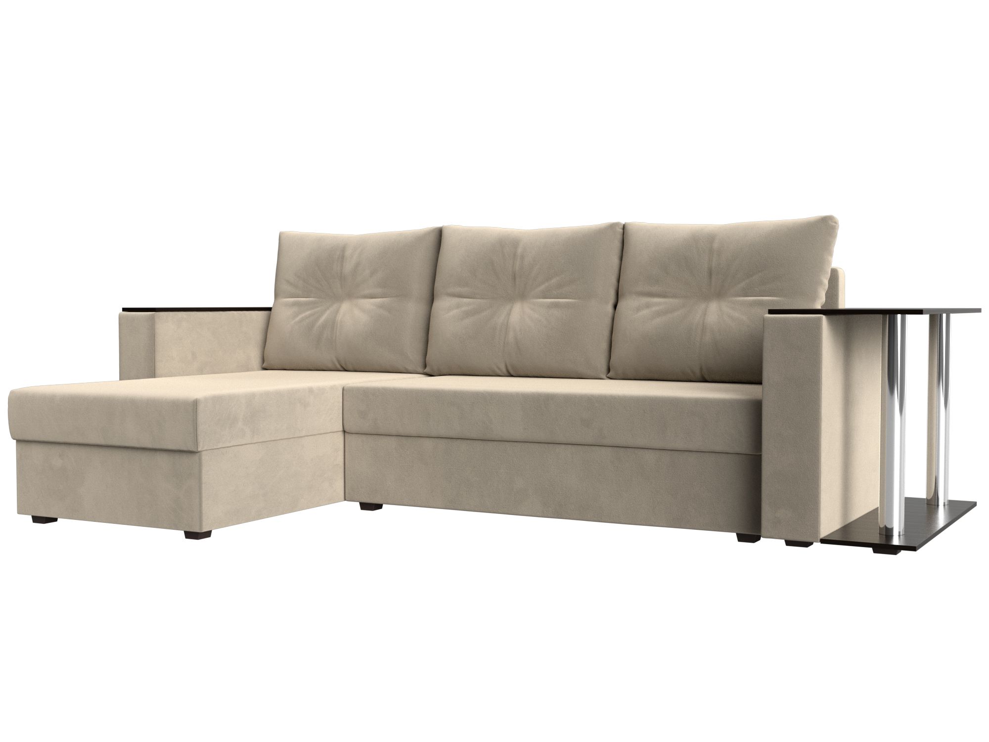 

Угловой диван Атланта Лайт левый микровельвет бежевый, Угловой диван Атланта Лайт левый угол