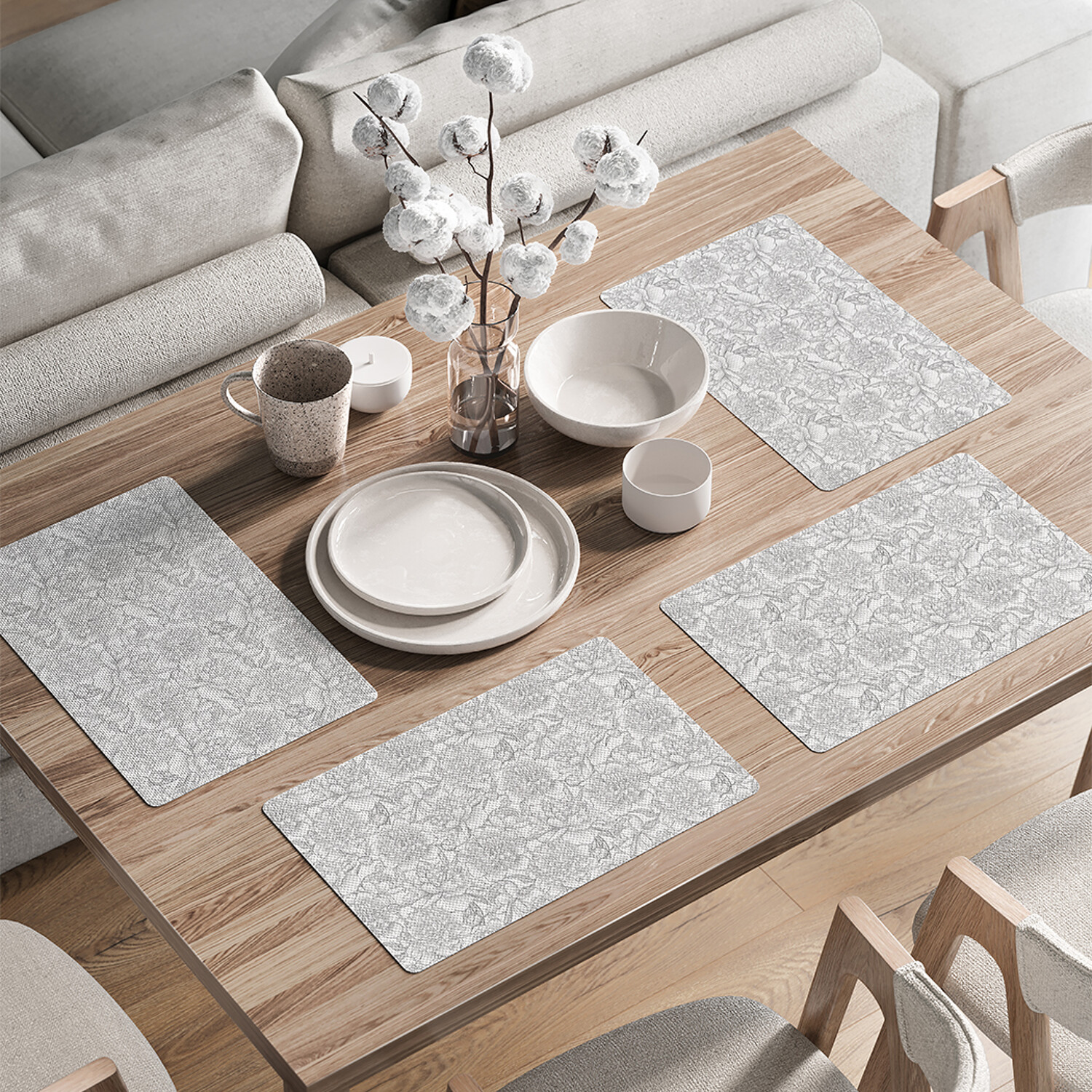 

Комплект тканевых салфеток JoyArty Снежный мир для сервировки стола 46x30 см, 4шт, Серый, Снежный мир