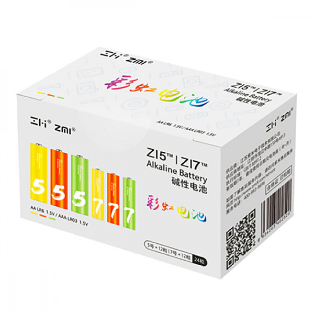 Батарейки AA/AAA - Xiaomi ZMI Rainbow ZI5/ZI7 Color (12+12 шт)
