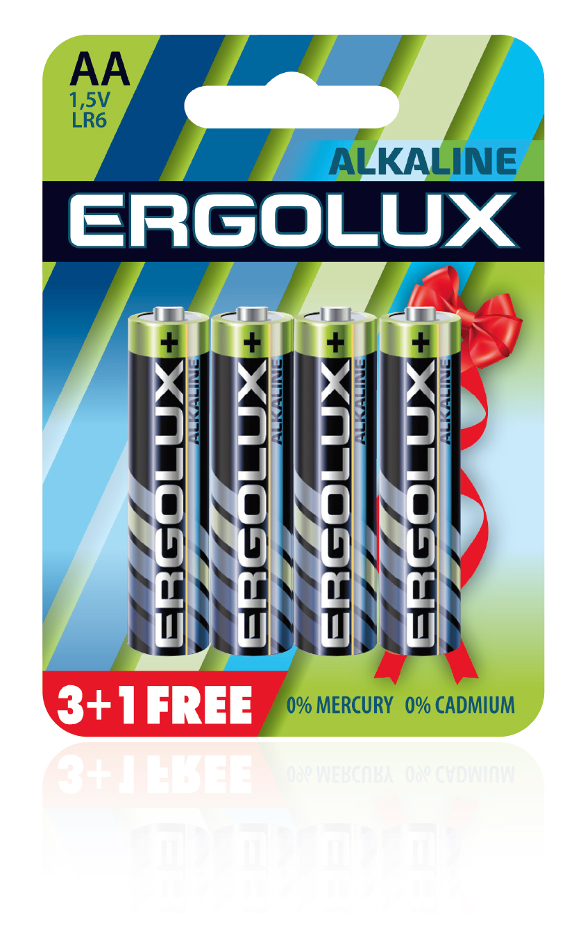 Батарейки Ergolux Alkaline LR6 BL 3+1FREE LR6 BL3+1 1.5В 12866