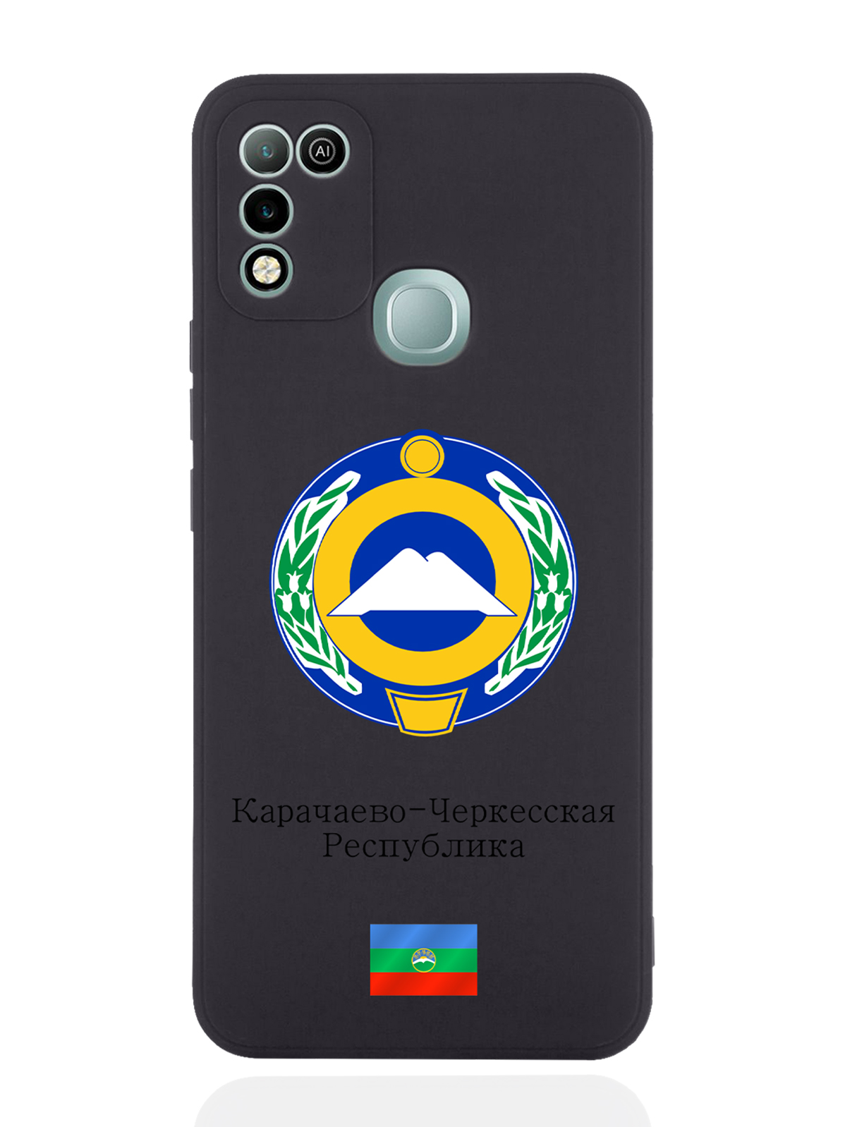

Чехол SignumCase для Infinix Hot 11 Play Герб Карачаево-Черкесской Республики черный, Разноцветный