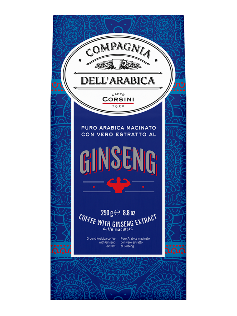 Кофе молотый Dell'Arabica Puro Arabica Con Estrarro Al Ginseng