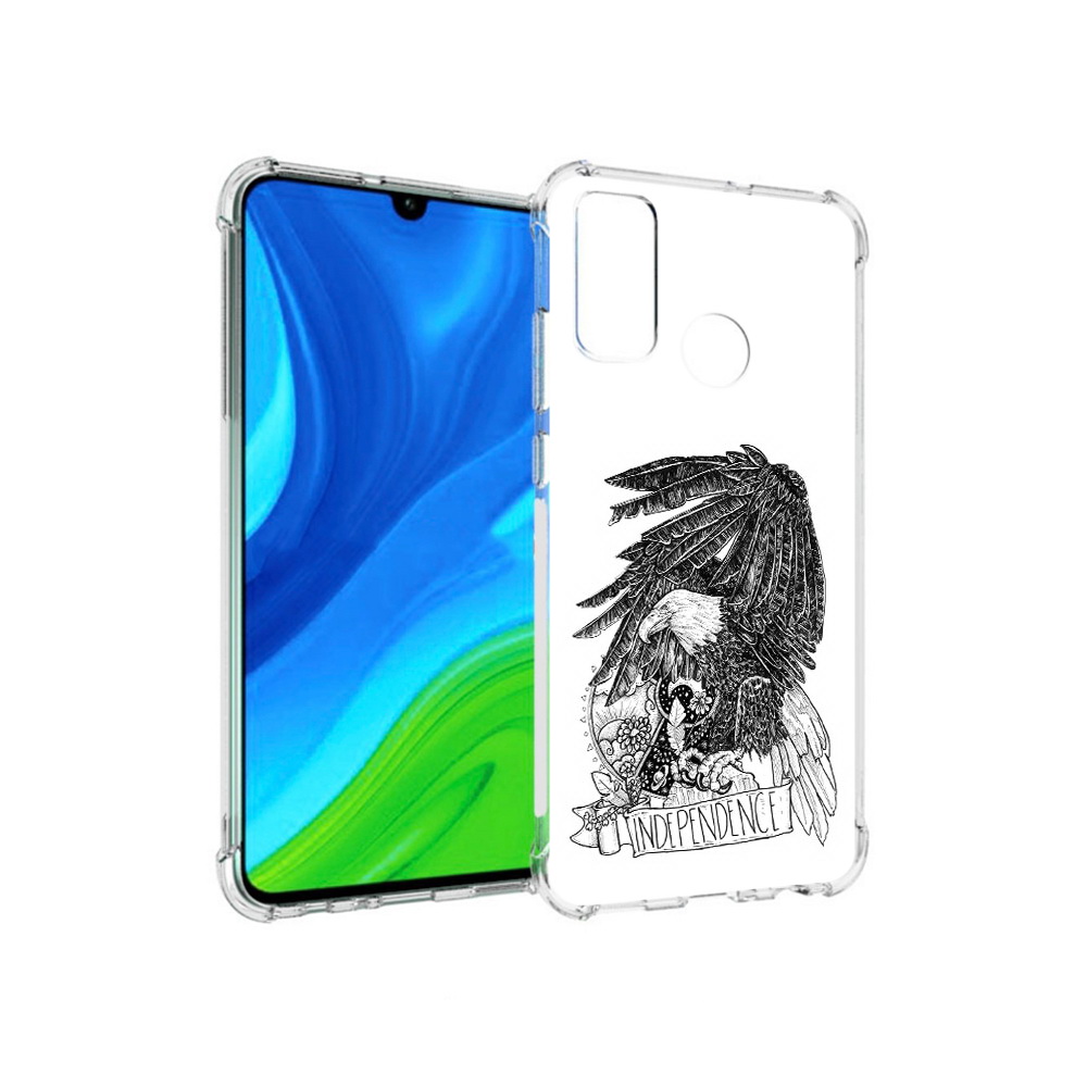 Чехол MyPads Tocco для Huawei P Smart (2020) черно белый сокол
