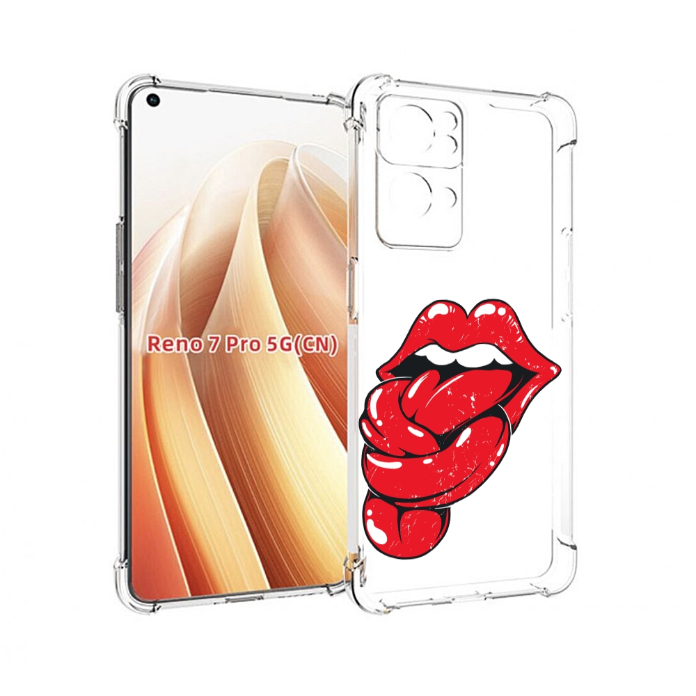 

Чехол MyPads яркие губы с языком для OPPO Reno7 Pro 5G, Прозрачный, Tocco