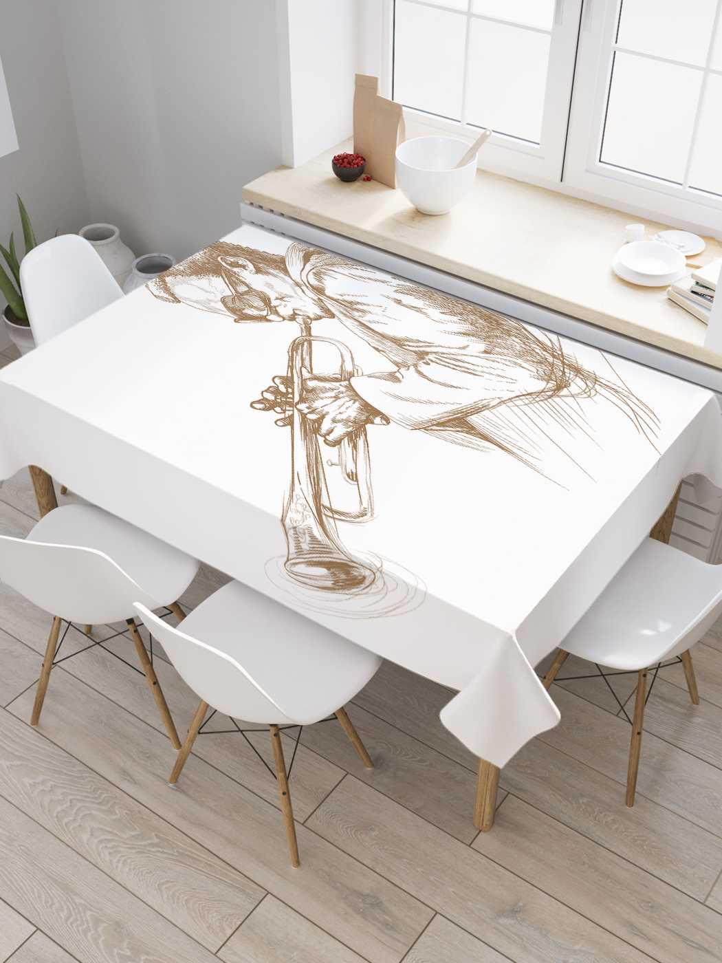 

Скатерть прямоугольная JoyArty "Загадочный музыкант" из сатена, 180x145 см, Белый, Загадочный музыкант