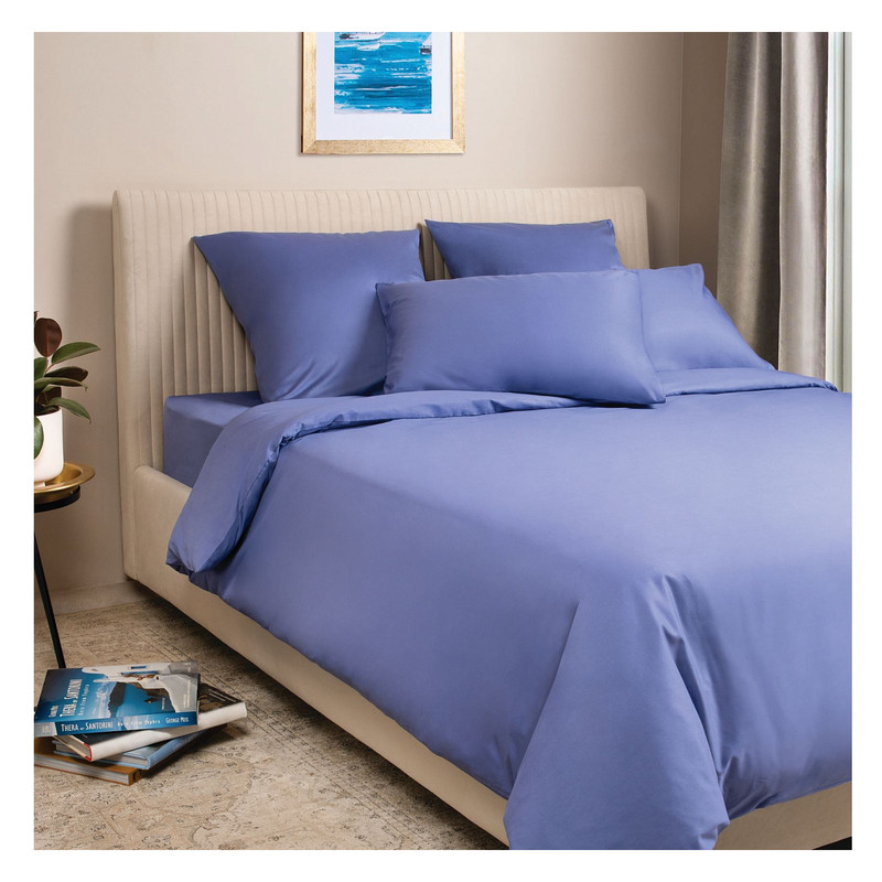 фото Комплект постельного белья ecotex моноспейс семейный синий
