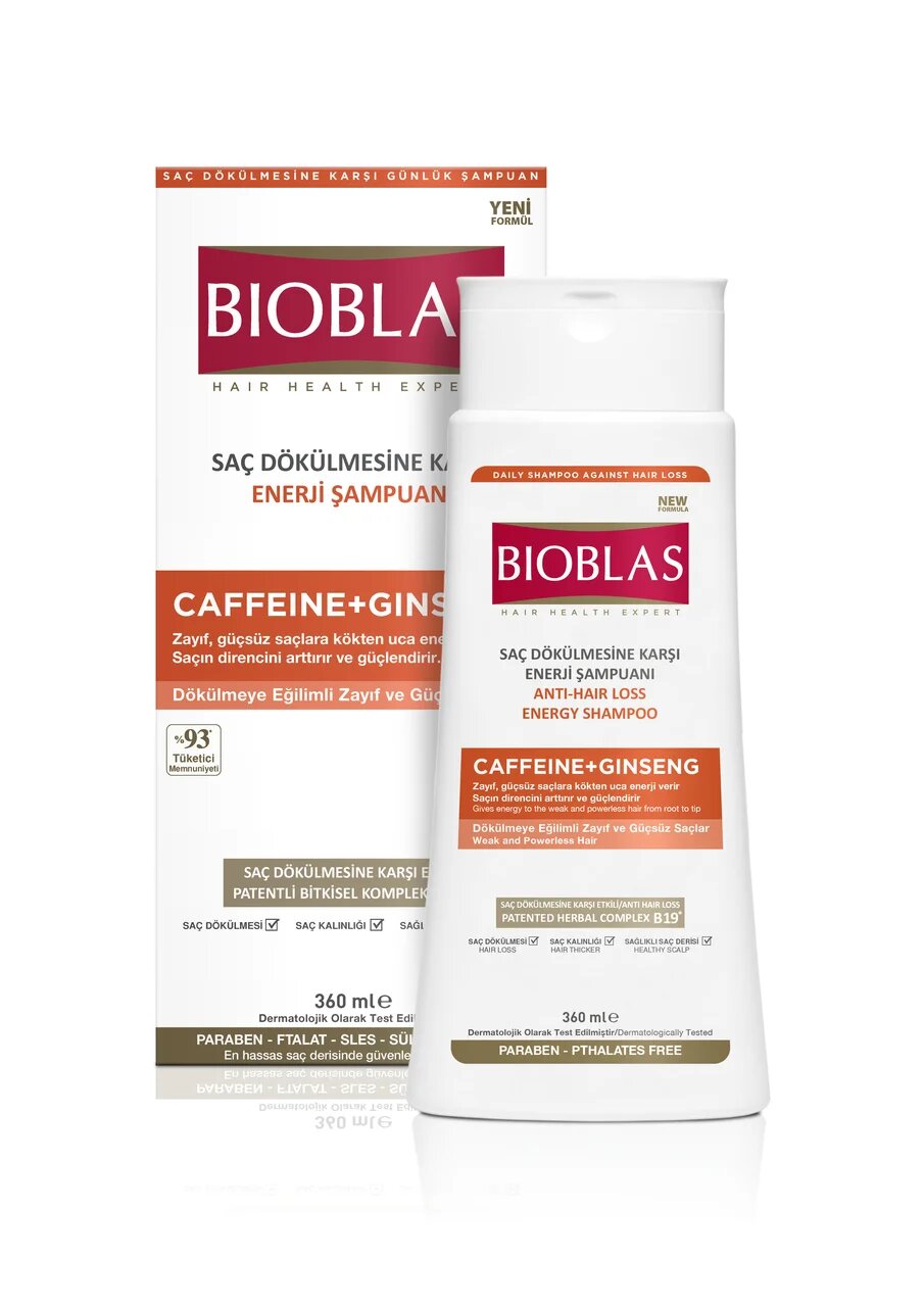 фото Шампунь bioblas anti-hair loss kafein+ginseng для ослабленных волос, 360 мл