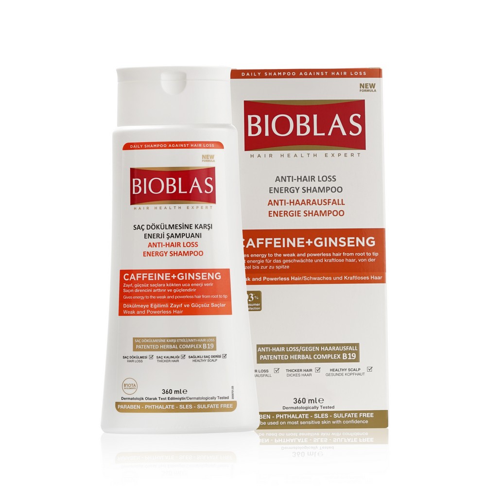 фото Шампунь bioblas anti-hair loss kafein+ginseng для ослабленных волос, 360 мл