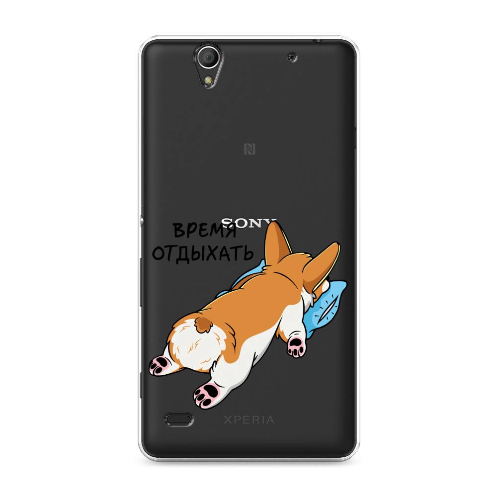 

Чехол на Sony Xperia C4 "Корги отдыхает", Черный;коричневый;голубой, 52650-1