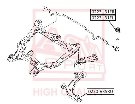 

Тяга стабилизатора переднего левая Nissan Teana I 03>08 ASVA 0223J31FL