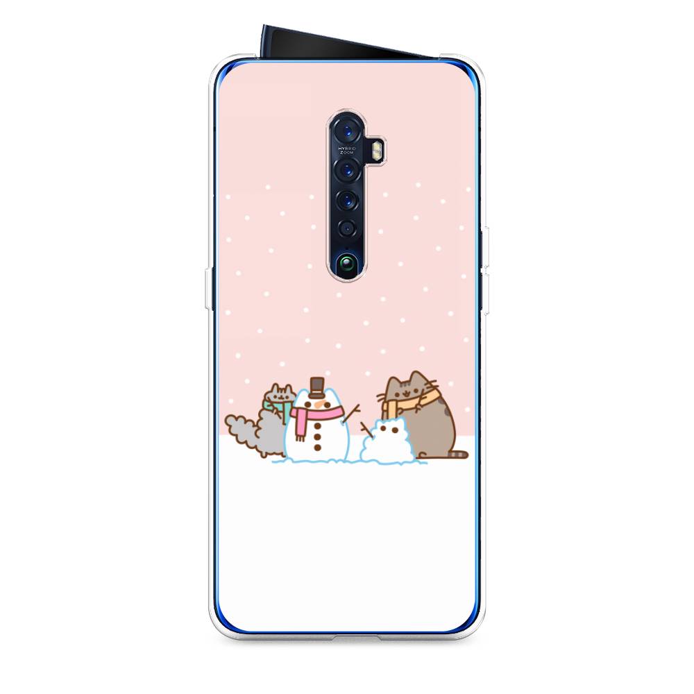 

Чехол на Oppo Reno 2 "Котики в снегу", Розовый;белый;серый, 253550-5