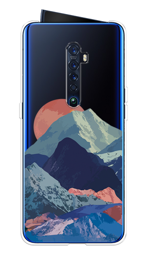 

Чехол на Oppo Reno 2 "Закат в снежных горах", Красный;серый;голубой, 253550-2