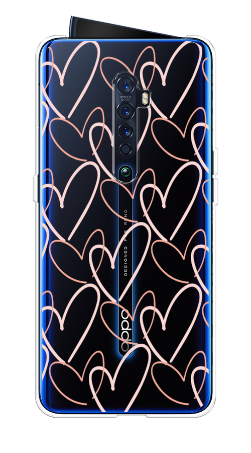 

Чехол на Oppo Reno 2 "Узор из сердечек", Розовый;бежевый, 253550-6