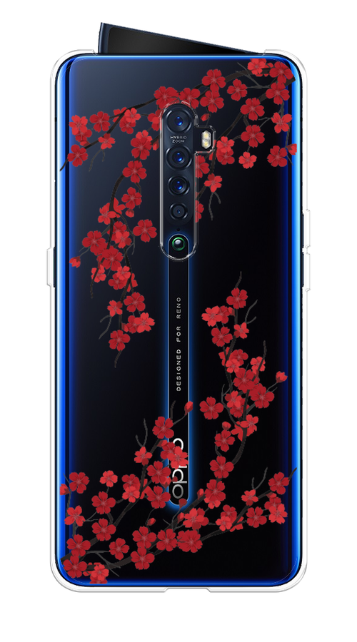 

Чехол на Oppo Reno 2 "Красная сакура", Красный;черный, 253550-2