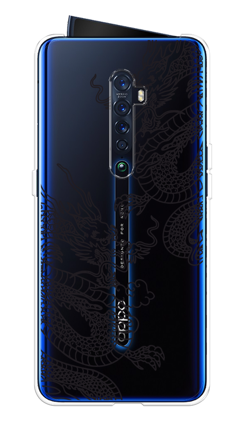 

Чехол на Oppo Reno 2 "Два китайских дракона", Серый;черный, 253550-1