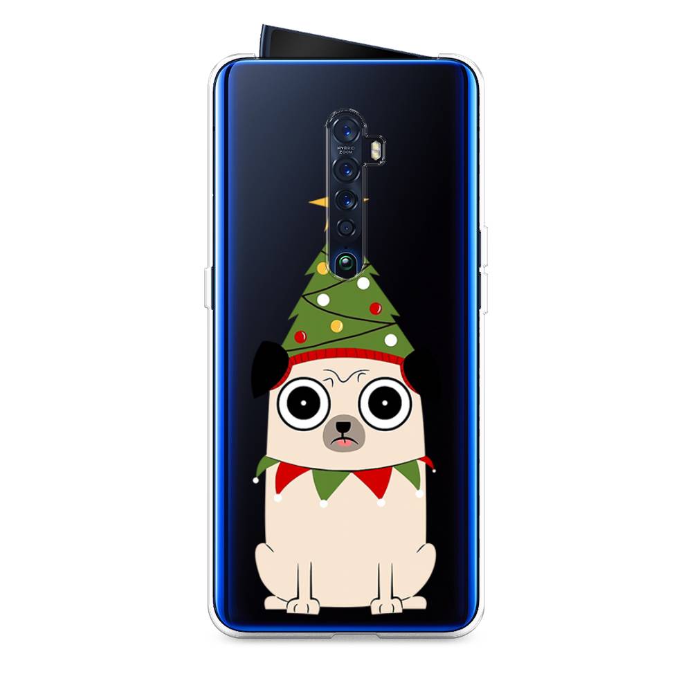 

Чехол на Oppo Reno 2 "Собачка с ёлочкой", Бежевый;красный;зеленый, 253550-1